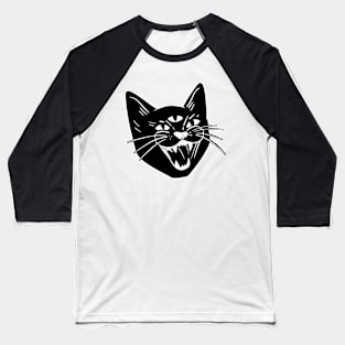 Hissing three eyed Black cat Baseball T-Shirt